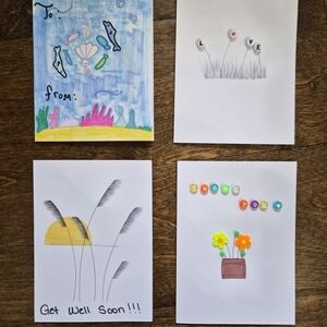 Handmade Assorted Greeting Cards - White with Multicolor Accents